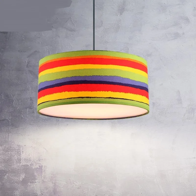 Color cloth pendant lamps modern dining room lamps bedroom Nordic seven rainbow children's room pendant light ZA8174