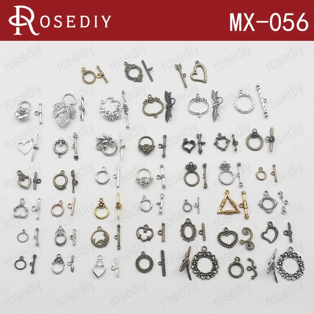 

Random Mix 43 pieces from 44 Products sets antique bronze Gold or Silver color Alloy OT Clasps For Sample Diy Findings(JM6532)