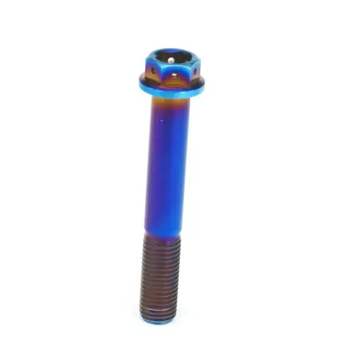 1.25mm Pitch M10x65mm Burn Blue GR5 Titanium Motorcycle Hex Head Flange Bolts