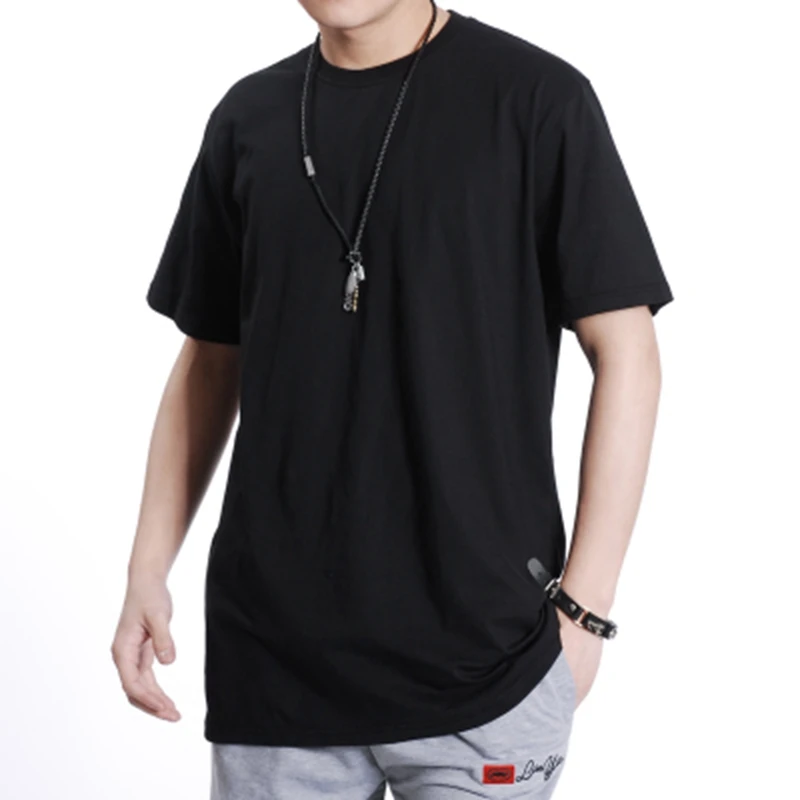 Men's big T-shirt large size 7XL 8XL 9XL 10XL summer short-sleeved round neck hip-hop sports black gray blue casual T-shirt