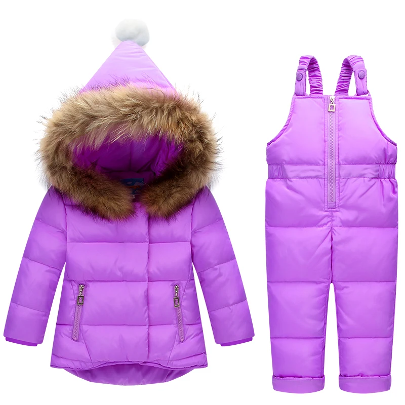 Kids Clothes Sets 2pc Snowsuit for Boys Girls Winter Children Warm Jackets Toddler Outerwear +Bib Pants Clothing Russian winter