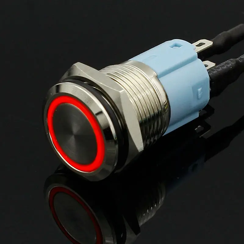 16mm red blue yellow green white Light Hot Car Auto Metal LED Power Push Button Switch Latching Type On-off 3V 5V 12V 24V 220V