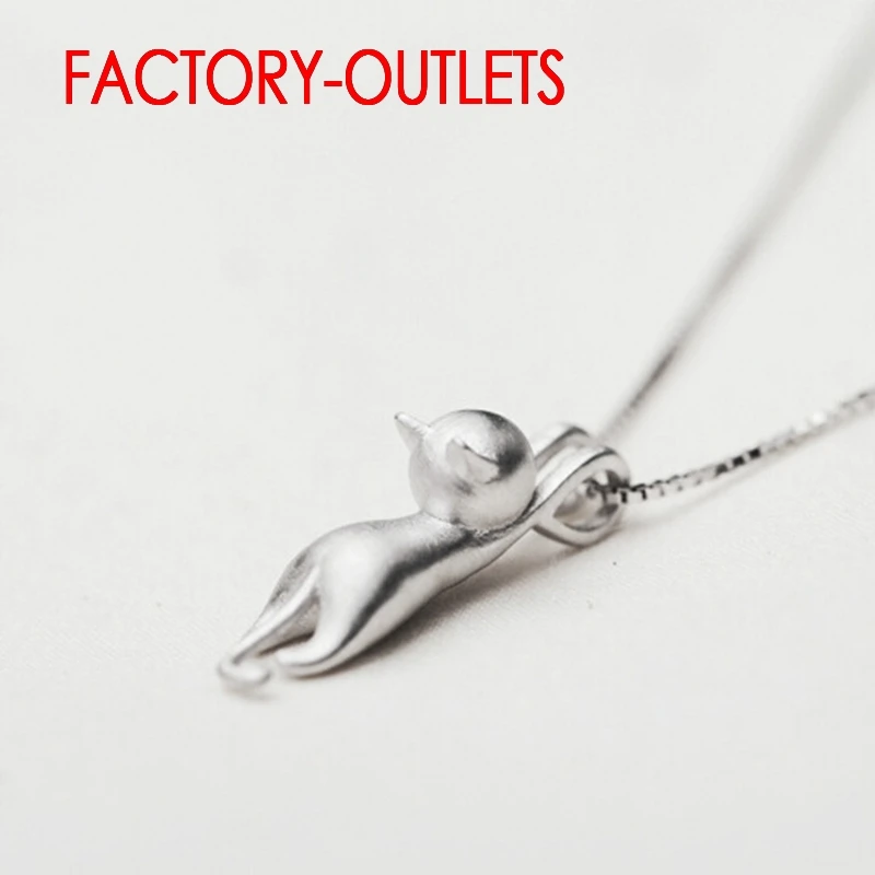 925 Sterling Silver Needle Bridal Pendant Necklace For Decoration Fashion Jewelry Cute Cat Shape Women Girls Party Engagement