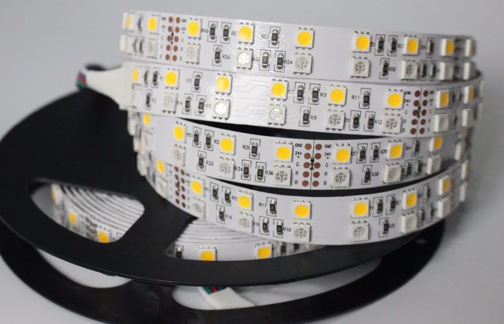 

DC12V 24V 5M Double Row waterproof 5050 SMD RGBW Flexible LED Strips RGBWW RGB+White/warm white 5M 120led/M 600LEDs IP33/IP67