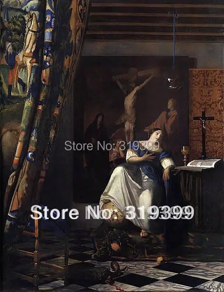 Johannes Vermeer Oil Painting Reproduction,The Allegory of the Faith ,Free Shipping ,100% handmade,Old Master Painting