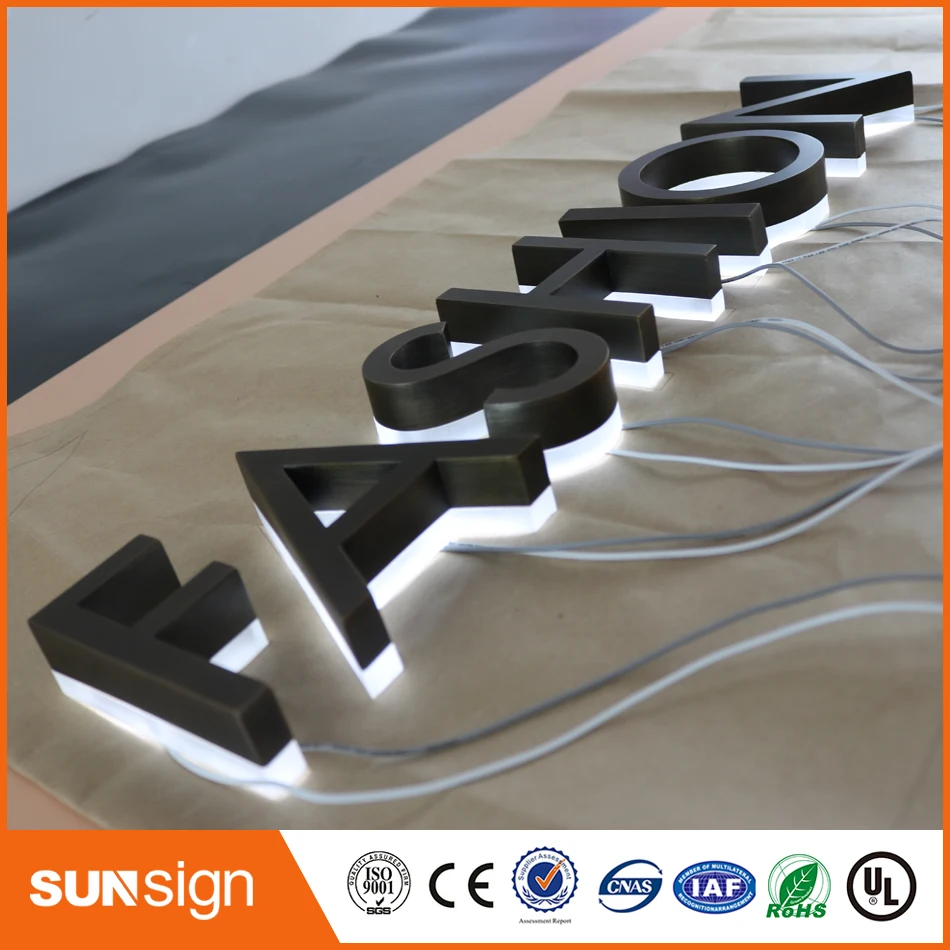 

Factory Outlet Outdoor stainless steel LED 3d letter sign logo BACKLIT stainless steel acrylic lighting up 3d led letter sign