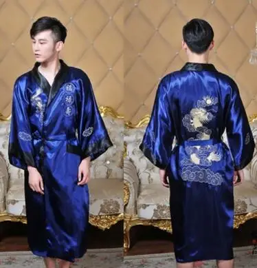 Public bathhouse Spa Chinese Robe Kimono Nightgown Dragon Sleepwear traditional chinese kimono dress men bathrobe pajamas