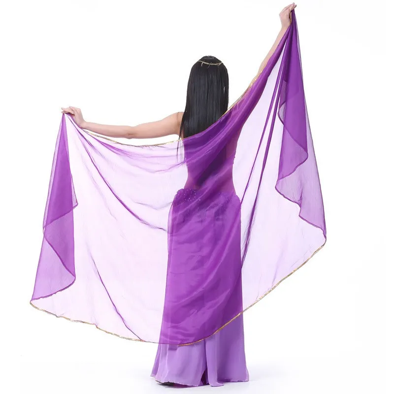 Stage Performance Belly Dance Scarf Shawl Light Texture Half Circle Veils Professional Women Belly Dance Veil Chiffon