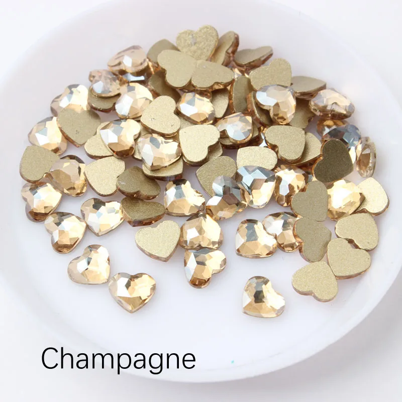 Hot sale 3D Nail art Rhinestone Heart 5.5x6mm Flatback Glass Crystals Use for Nail DIY Decorations Rhinestones