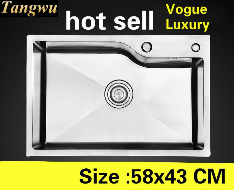 

Free shipping Apartment kitchen manual sink single trough vogue wash vegetables 304 stainless steel luxury hot sell 58x43 CM