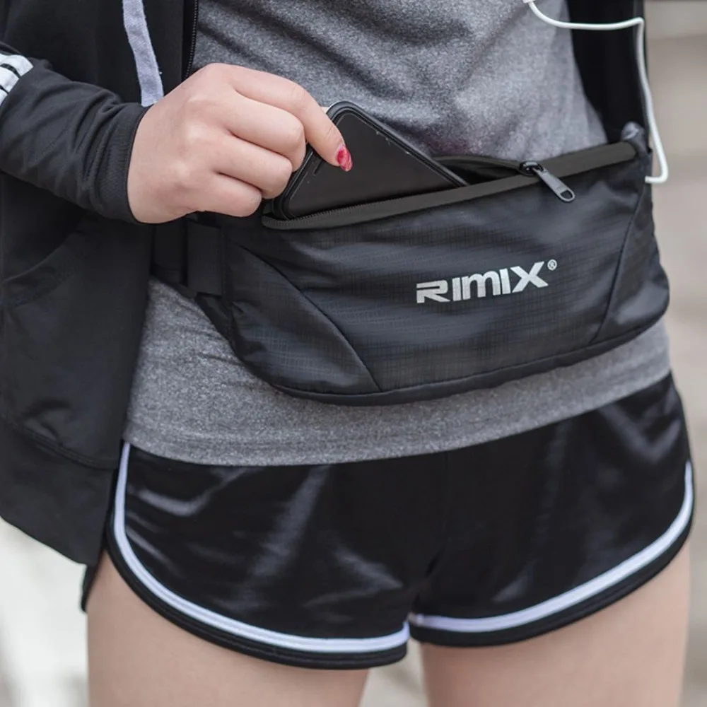 RIMIX Water Proof Running Belt Waist Pocket  Adjustable Marathon Waist bag Storage Pouch for Running Cycling Fitness Gym Sport