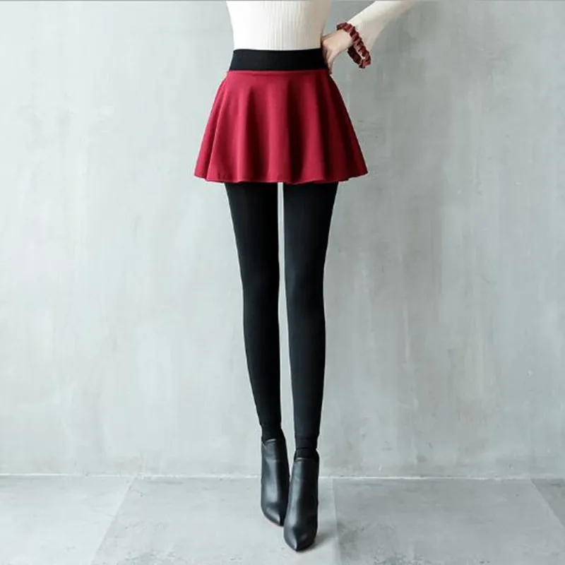 Women\'s Foot Leggings Winter Warm Thickening Skirts Pants Fleeces Skinny Pencil Pants High Waist Skirt Legging P8121