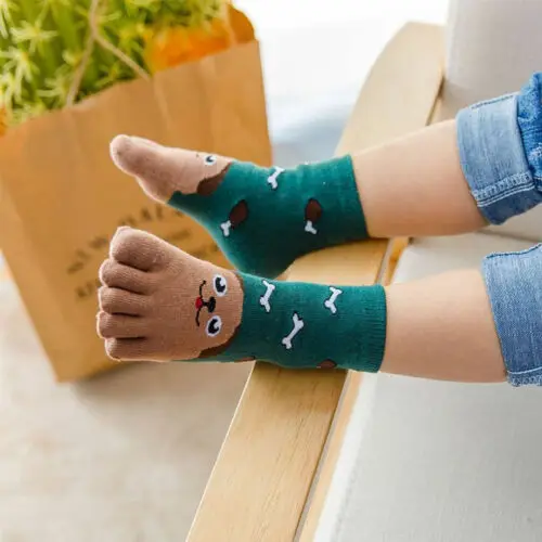 Kids Cute Comfortable High Qualtiy Hot Sale Five Fingers Socks Cotton Fashion Non Slip Pilates Cute Animal Toe Socks