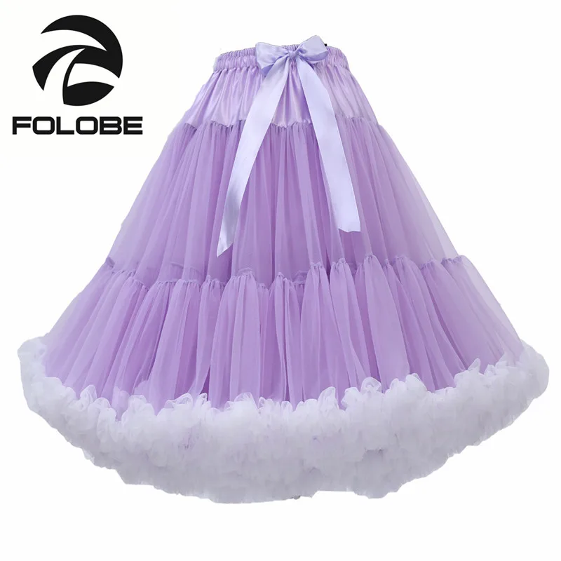 FOLOBE Light Purple White Ruffles Womens Tutu Skirts Soft Puffy Ballet Costume Tulle Skirts Cosplay Underskirts Petticoats TT009