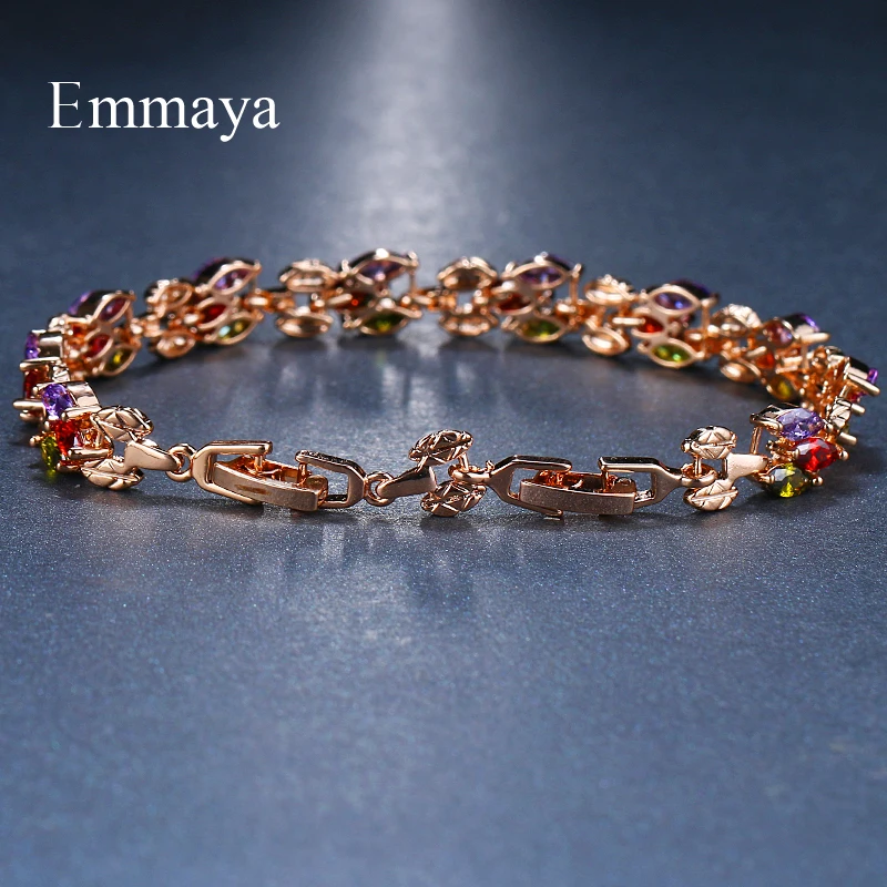 Emmaya Leaf Multicolor Bangles Classical Charm Shinny AAA CZ Bracelet Wholesale Jewelry for Female Party Gift