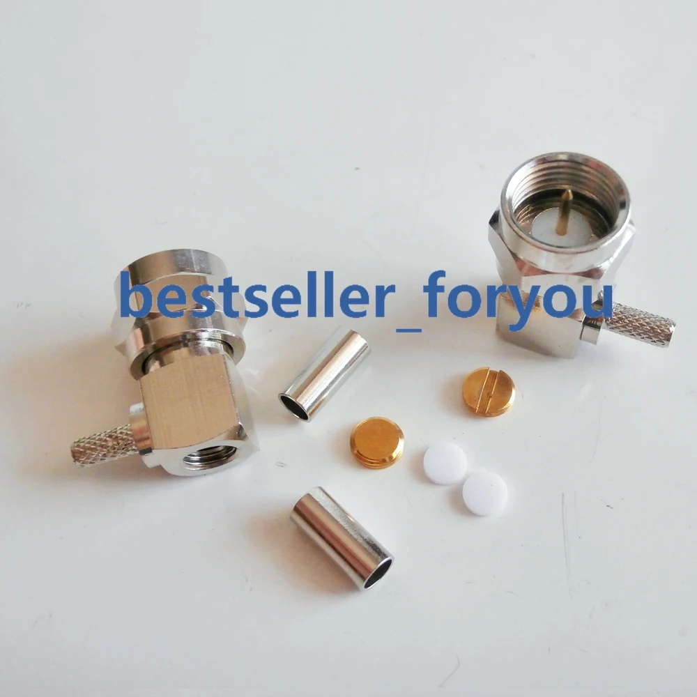 F Male Plug Crimp For RG174 RG179 RG316 RG188 Cable Right Angle RF Connector