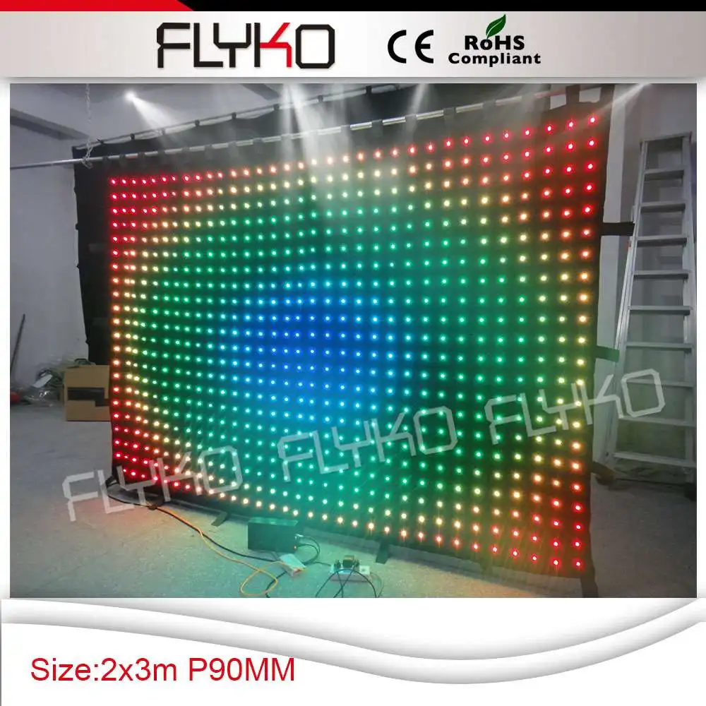 

p9 2x3m new product rgb full color tv shows soft flexible led curtain screen SD controller system