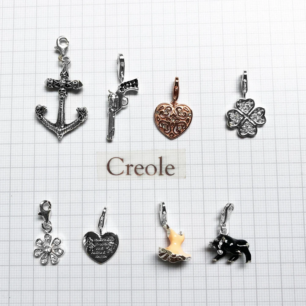 Revolver Bull Anchor Ballet Skirt Heart Mum Mother Cloverleaf Petals Charm Pendant,2019 Trendy Jewelry 925 Sterling Silver Gift