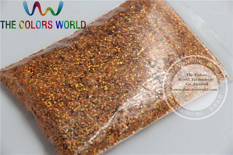 1mm Solvent Resistant Holographic Laser Orange color Makeup Glitter Powder  Eyeshadow  Face Body Cosmetic dust 1 Lot =50g