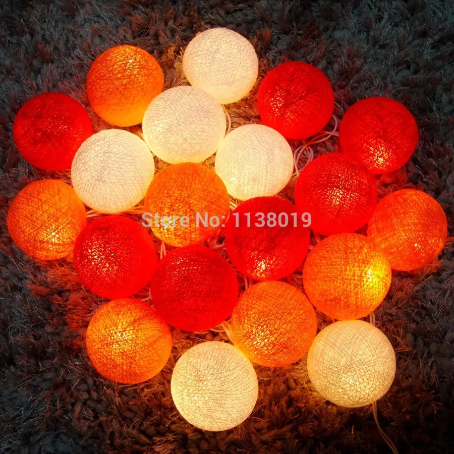 Christmas Light String Cotton Ball, Orange Tone, Holiday Decoration Lights, Lamps, String, 3M, 20Balls/Set