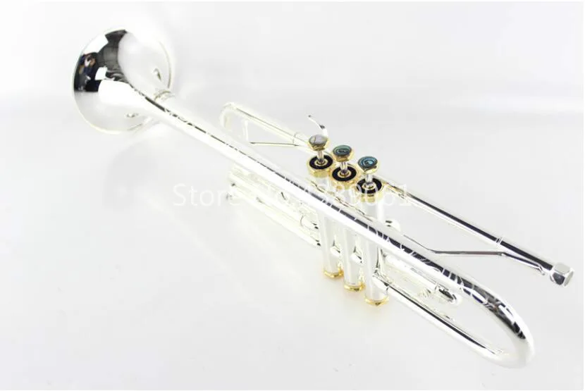 MARGEWATE LR197GS جسم نحاسي مطلي بالفضة والذهب أدوات بوق Bb منحوتة مع قطعة فم