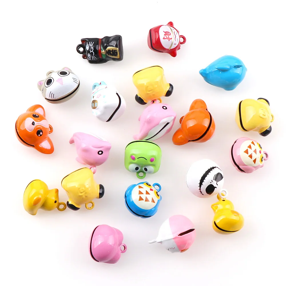 20pcs  Random Mixed Cute Cartoon Jingle Bell Pendants Hanging DIY For Christmas Tree Decoration