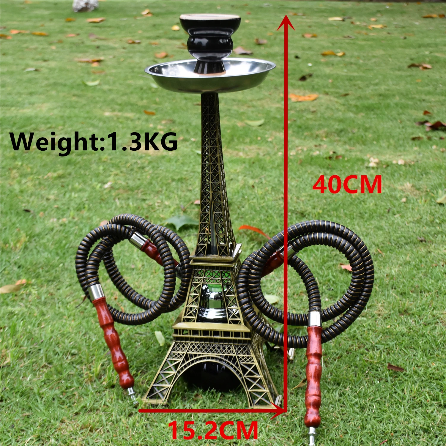 Paris Tower Shisha Set Hookah Double Hose with Ceramics Bowl Charcoal Tongs Shisha Plate Hookah Acrylic Base Chicha Nargile