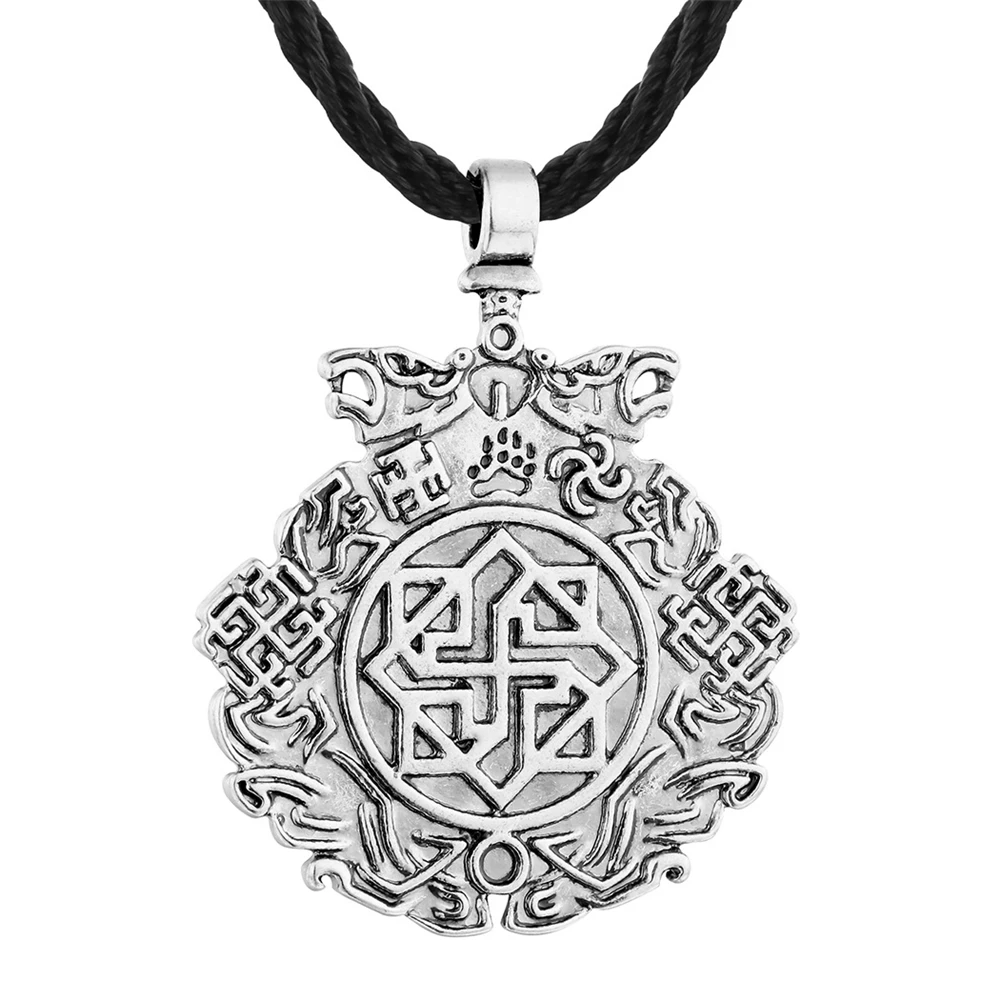 Antique Jewelry Slavic Night Knight Pendant Slavic Amulet Sun Pendants Nordic Valkyrie viking Bear Paw Wolf Necklace Gift