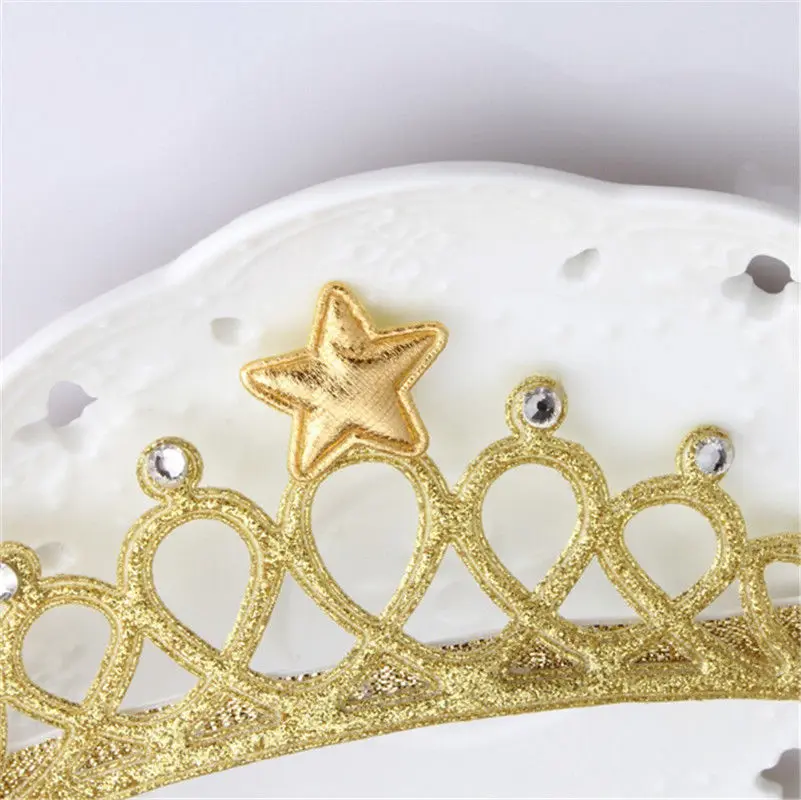 Kids Girl księżniczka opaska z koroną brokatowy filc Vintage złoty srebrny Tiara Hairbands urodziny prezent Party akcesoria na głowę nakrycia głowy