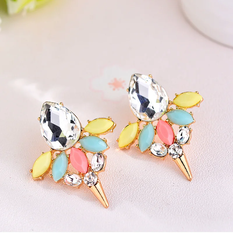 Colorful Crystal Stone Dangle Earrings Imitation Pearl Anti Copper Deer Drop Earrings Characteristic Women Jewelry 2019