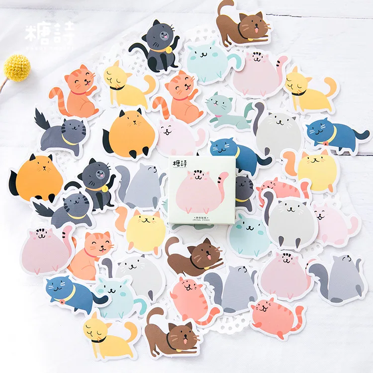 45 pcs/pack Cute many coloured cats Label Stickers Decorative Stationery Stickers Scrapbooking DIY Diary Album Stick Label