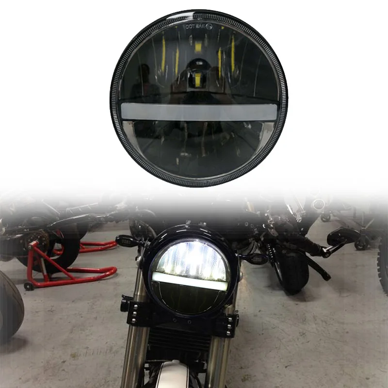 

5.75 Inch 883 Led Projector Round Motorcycle Headlamp 5.75" Headlight Bucket shell 45w DRL Hi/Low Beam for Harley driving light