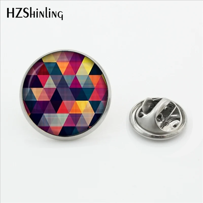 New Arrival Geometric Pattern Lapel Pin Handmade Glass Art Photo Butterfly Stainless Steel Clasp Pin Jewelry Brooches