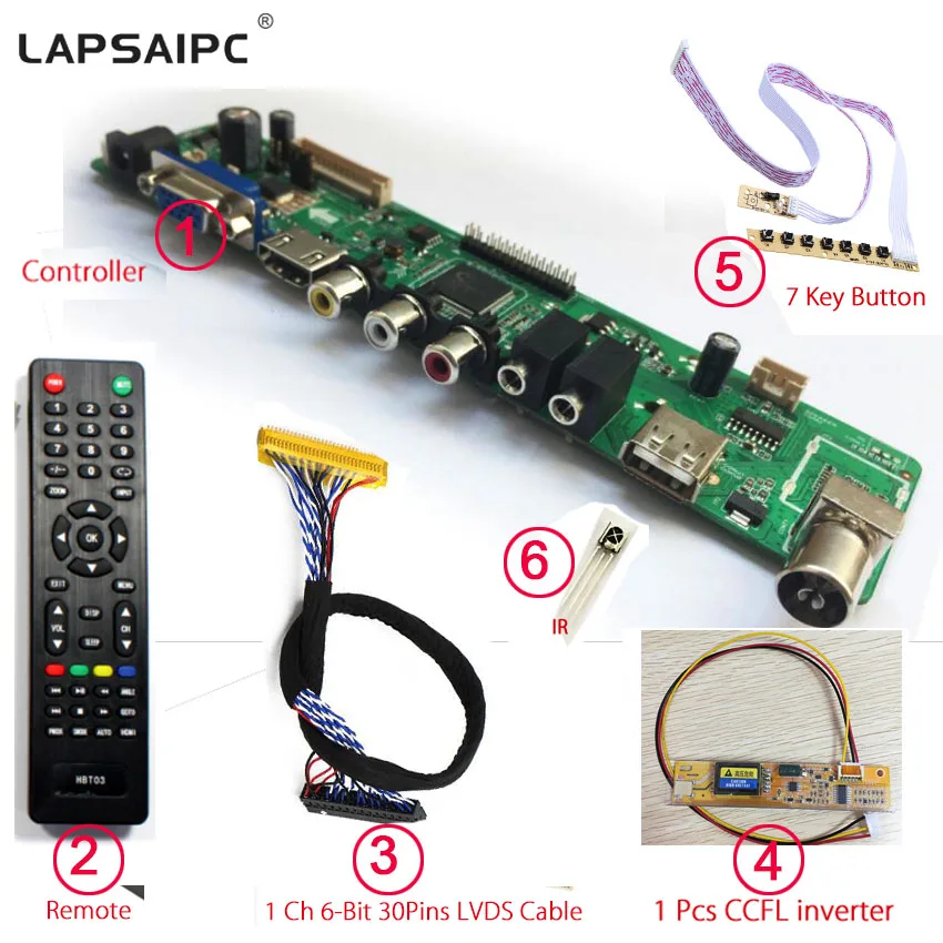 Lapsaipc V56 Universal LED TV Controller Driver Board Support 1920*1080 7inch-55inch LVDS panel instead V29 control board