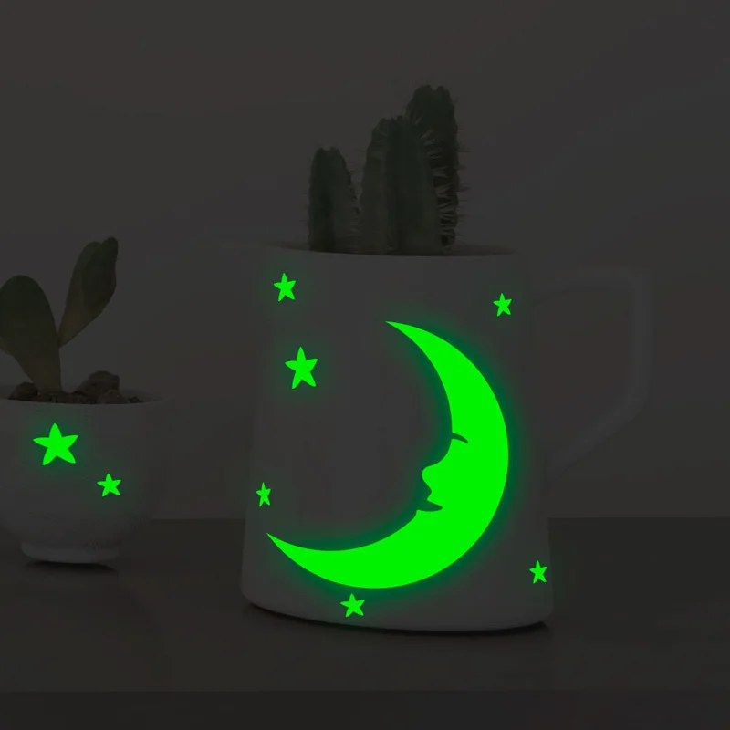 Luminous Moon And Stars Switch Sticker Children\'s Room Living Room Bedroom Decoration Home Decals Glow In The Dark Wall Stickers