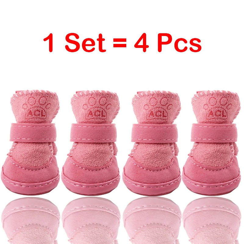 Cute Pet Dog Shoes Winter Super Warm 4pcs/set Dog's Boots Cotton Anti Slip XS-XL Shoes for Small Dogs Cats Pet Product Chihuahua