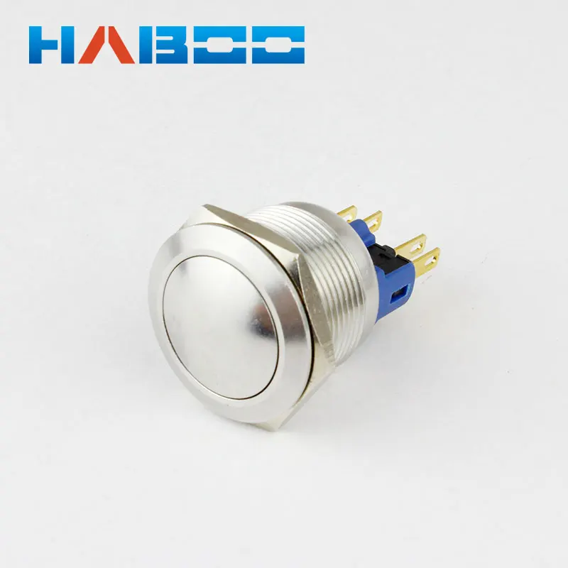 10pcs/lot diameter 22mm anti vandal stainless steal on-off push button switch latching metal switch ball head  IP67 250V 3A