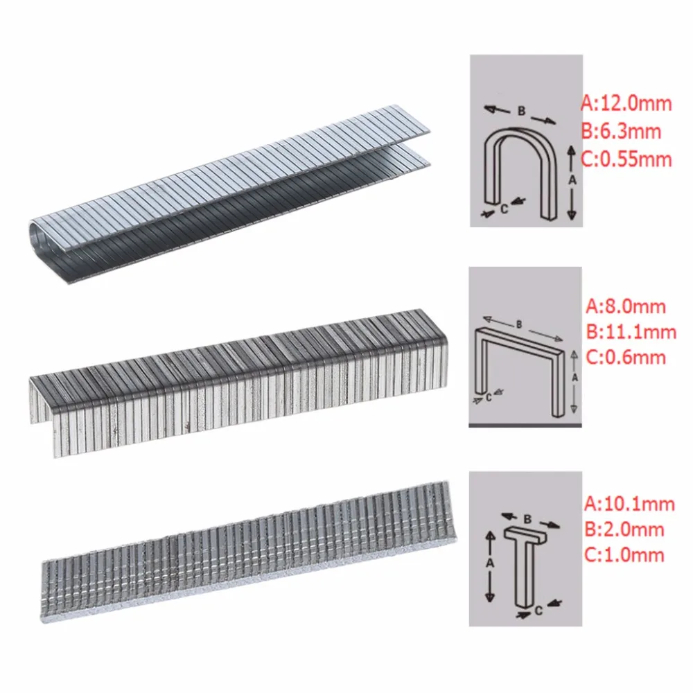 Grapas en forma de U/puerta/T, clavos de 1000x2mm para pistola grapadora, 10,1 Uds.