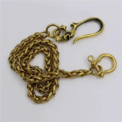 50/60/70cm Solid Brass Metal Wallet Belt Chain Trousers Jeans Wallet Chain Keychain Metal Buckle Clips Snap Hook DIY Accessories