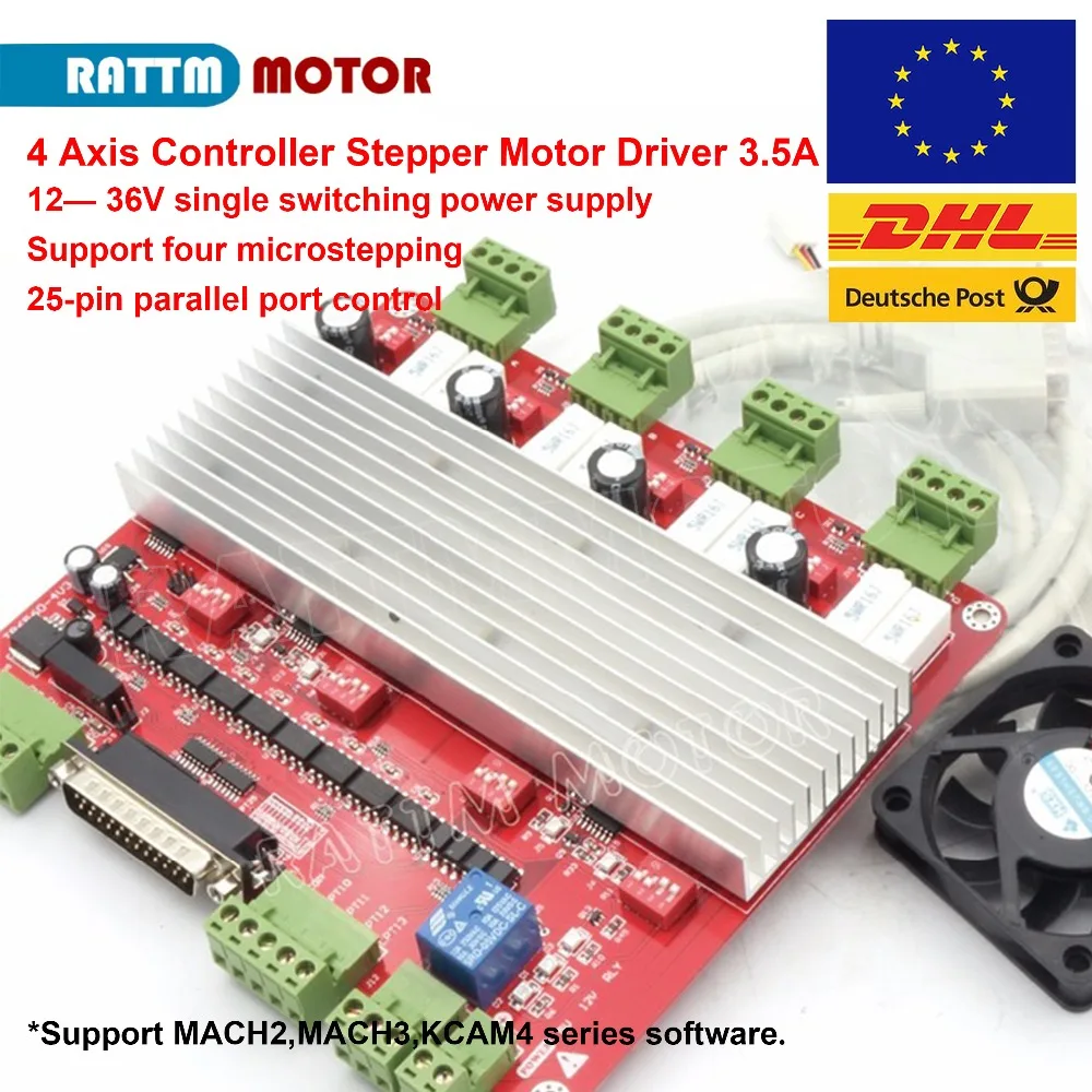 

CNC 4 Axis MACH3 TB6560 Stepper Motor Controller Board 3.5A DB25 port + fan for CNC Router