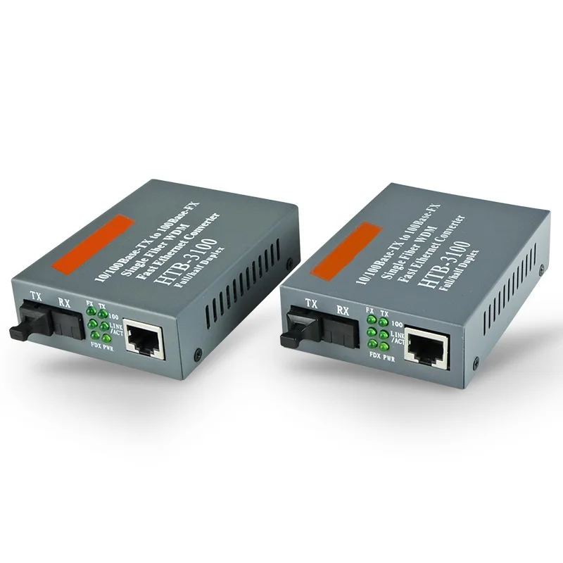 

2pcs 1 pair Htb-3100ab 10/100M Fiber Optical Media Converter Fiber Transceiver Single Fiber 25km SC Singlemode