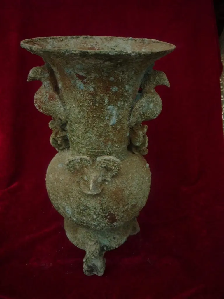 Unearthed  Ming Dynasty Old Bronze Vase,elegant  shape, Free shipping