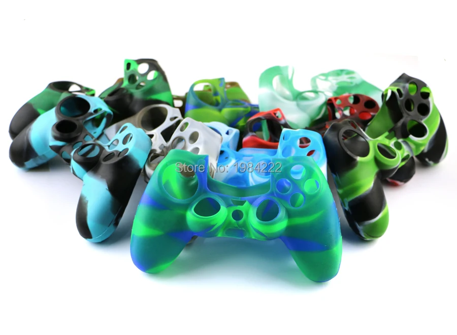 1 قطعة حافظة واقية من السيليكون المموه غطاء قبضة الجلد لجهاز PS4 غطاء حماية لوحدة التحكم في ألعاب الفيديو