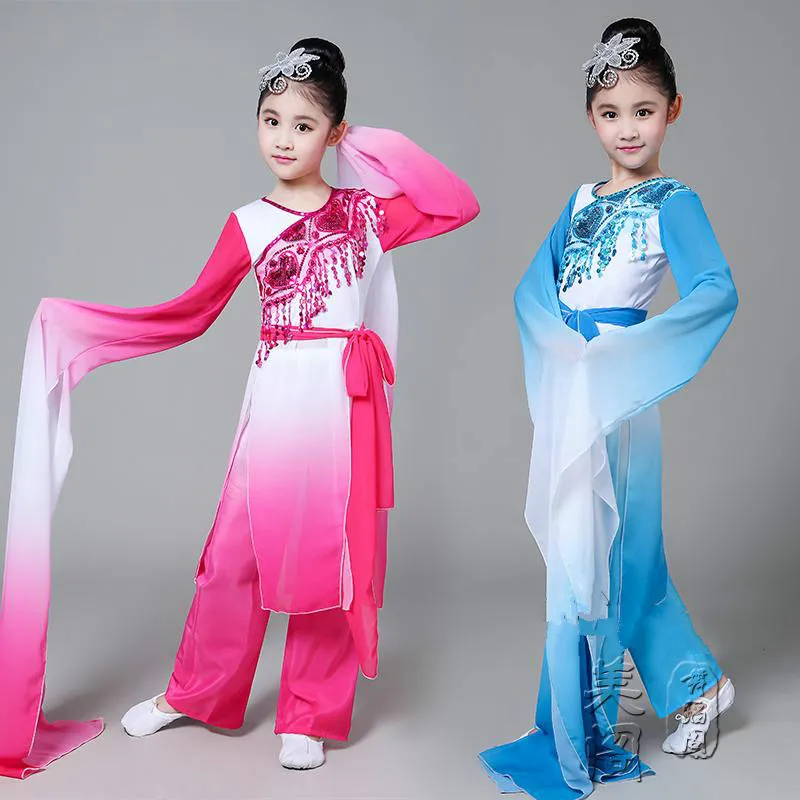 Children water sleeves dance costumes classical dance costumes girls plucking Wei costumes surprise dance girls costumes