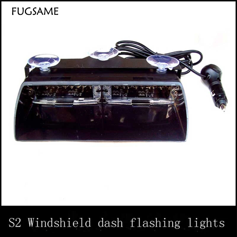 

FUGSAME 16LED Emergency Vehicle Warning Strobe Flash Police Light Dash Car Daytime Driving Lamp Red &Blue Amber White