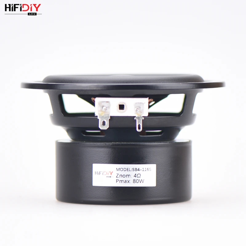 HIFIDIY AUDIO 4.5 inch 80W Round Woofer Speaker High power BASS Home Theater 2.1 Subwoofer Unit 2 Crossover Louspeakers SB4-116S