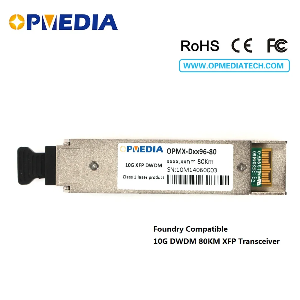 Foundry compatible 10GBASE-DWDM XFP 80KM C-Band(1563.86nm~1528.77nm) transceiver,10G DWDM ZR XFP optical module