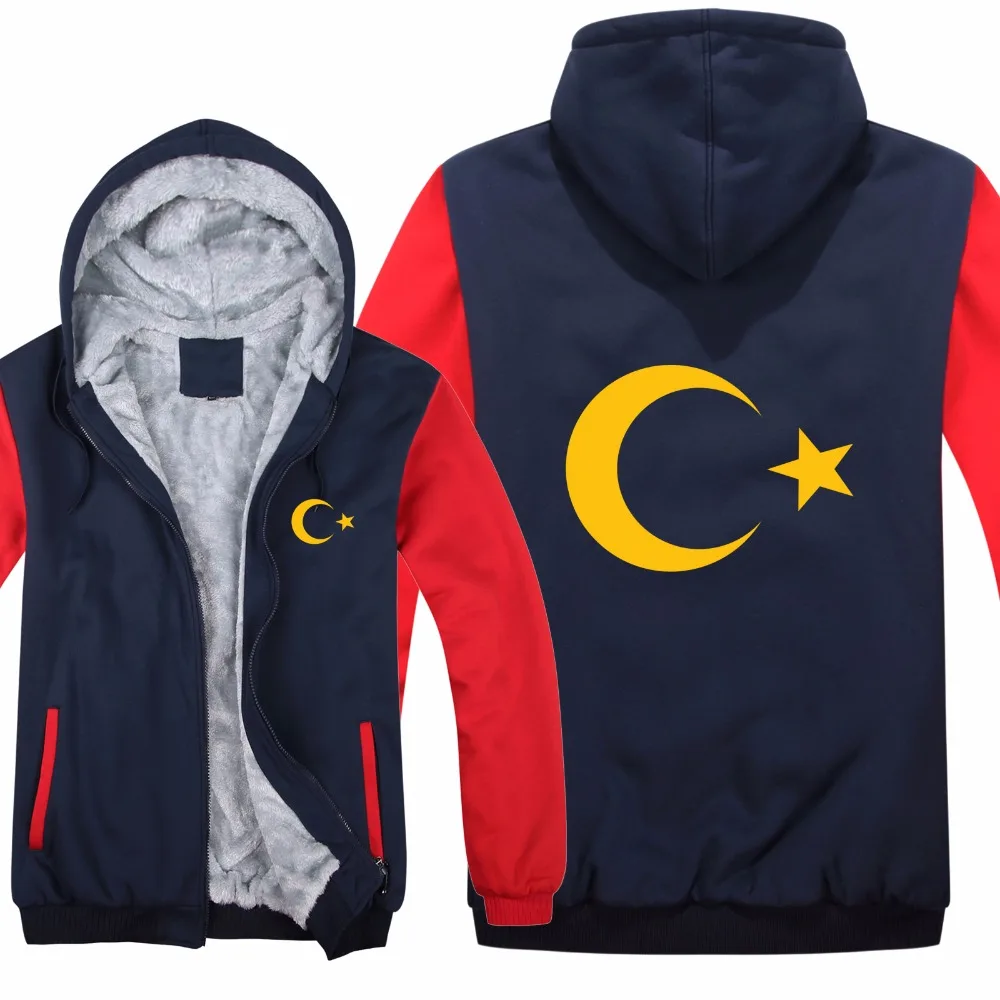 New Winter Turkish flags Hoodies Jacket Men Casual Thick Fleece Country Flag Turkey Sweatshirts Pullover Man Coat