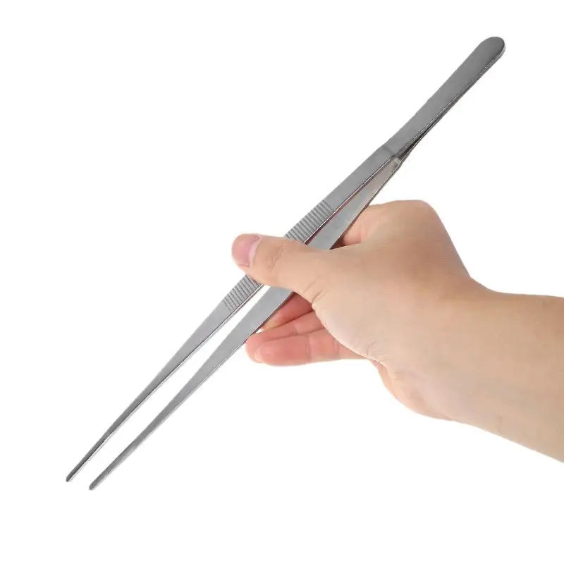 Toothed Tweezers Barbecue Stainless Steel Long Food Tongs Straight Home Medical