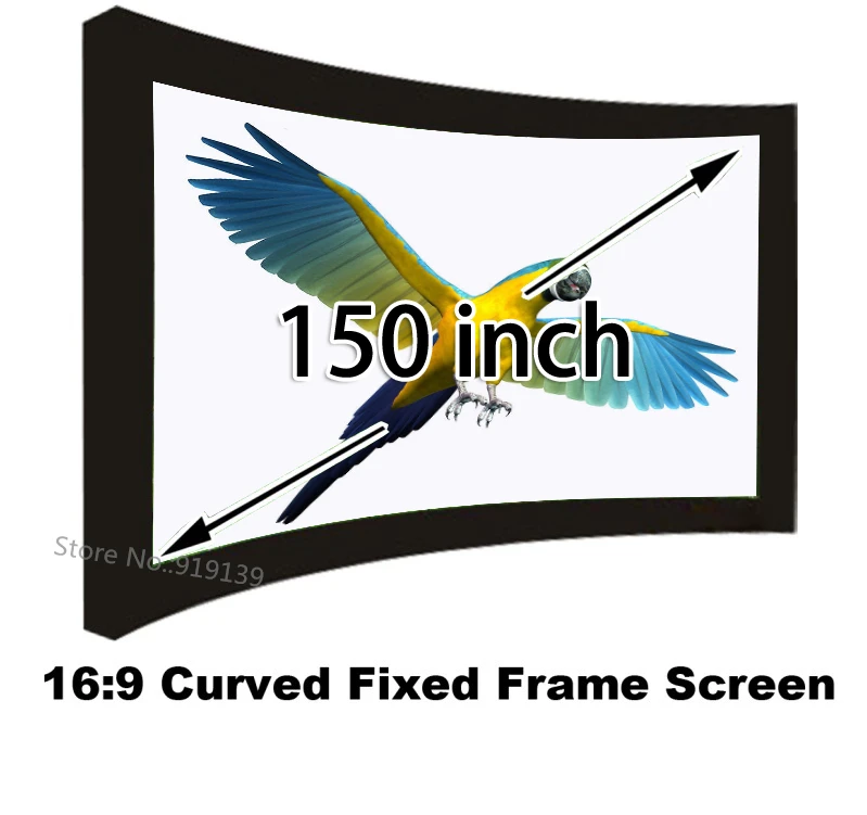 Professional HD 150 inch Brightness Curved Fixed Frame Projector Projection Screen Wide 16/9 For Office 1080p Home Cinema